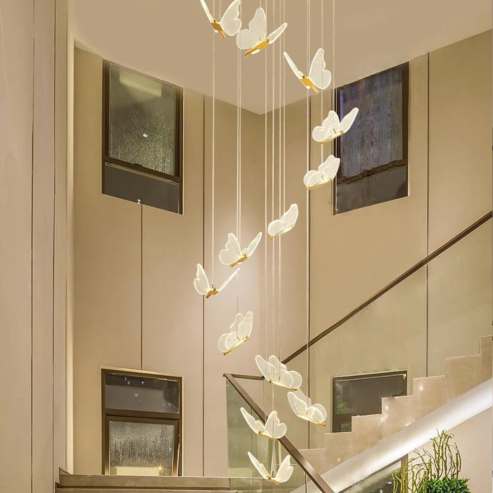 Butterfly Chandelierv Modern Metal Disk Acrylic Ceiling Light - GILDLAMPS