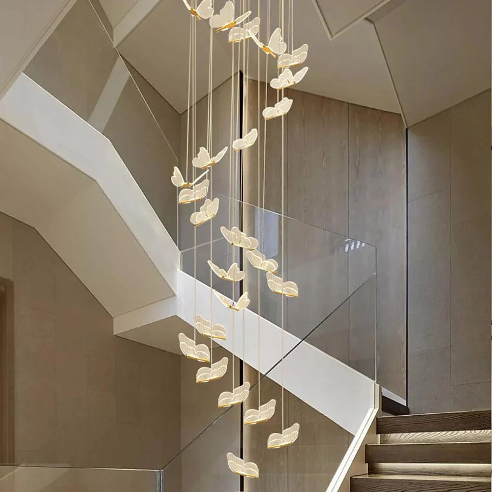 Butterfly Chandelierv Modern Metal Disk Acrylic Ceiling Light - GILDLAMPS