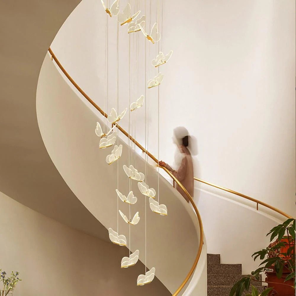 Butterfly Chandelierv Modern Metal Disk Acrylic Ceiling Light - GILDLAMPS