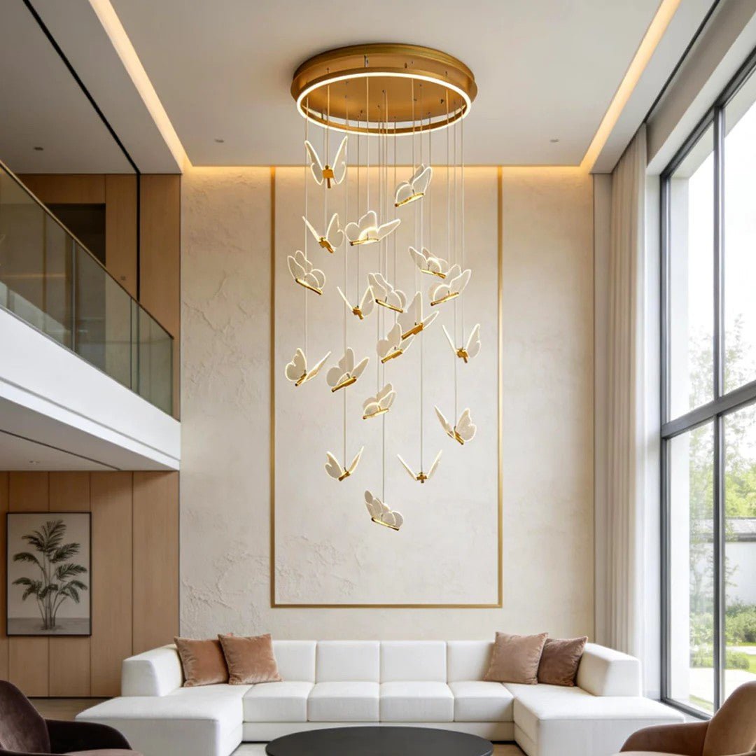 Butterfly Chandelierv Modern Metal Disk Acrylic Ceiling Light - GILDLAMPS