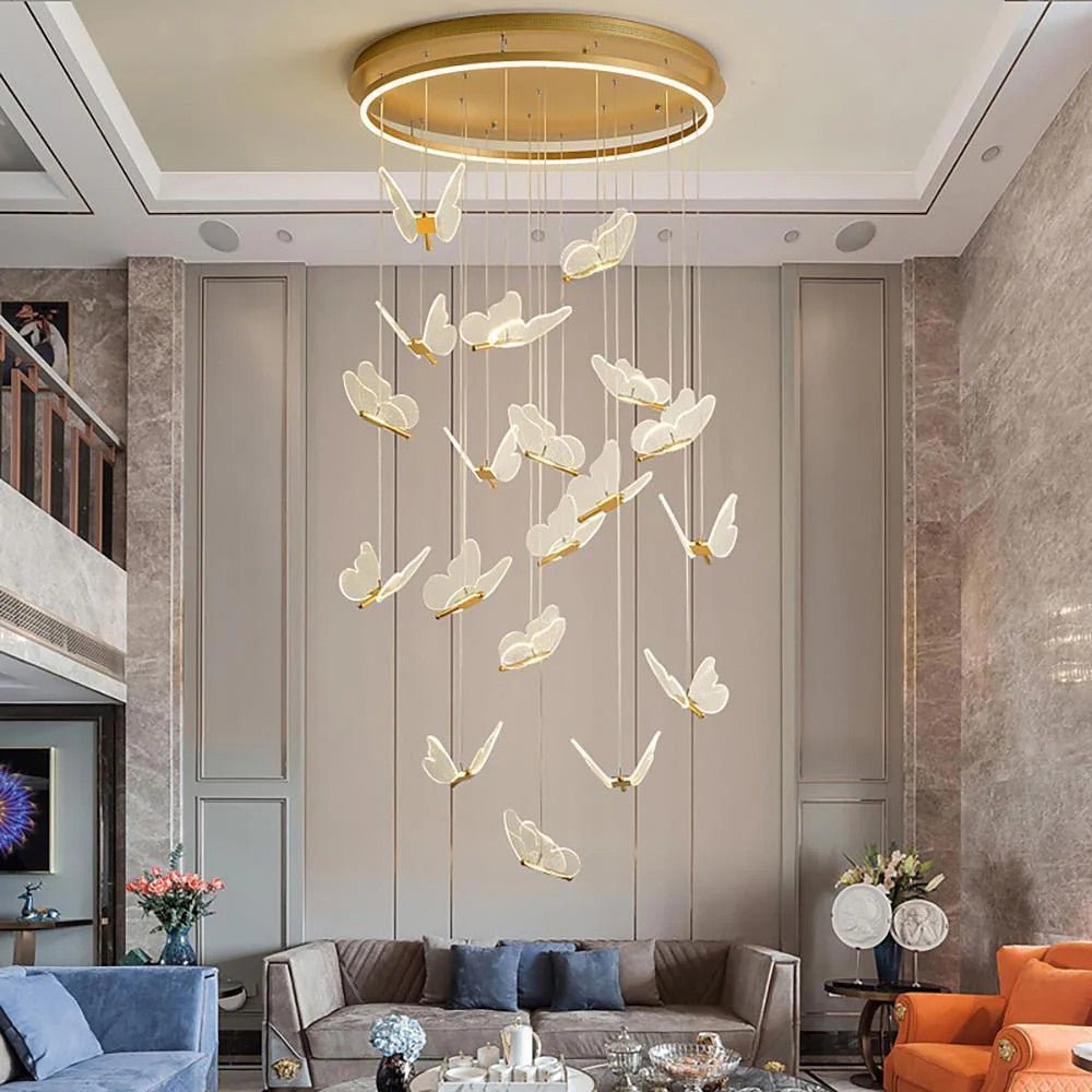 Butterfly Chandelierv Modern Metal Disk Acrylic Ceiling Light - GILDLAMPS