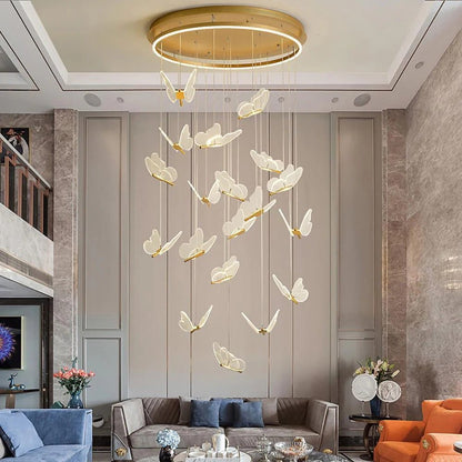 Butterfly Chandelierv Modern Metal Disk Acrylic Ceiling Light - GILDLAMPS