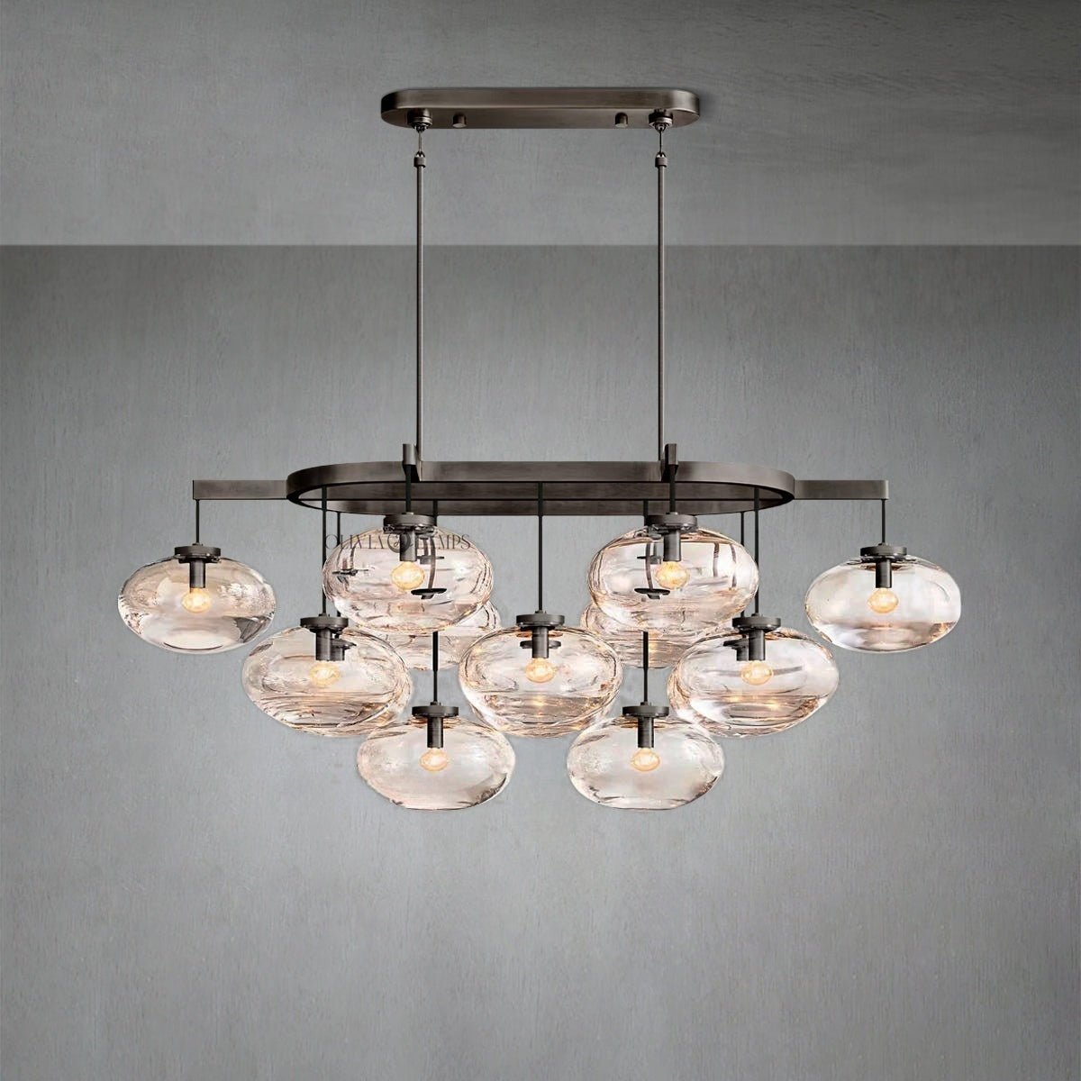 Cabrlet Clear Glass Linear Chandelier 54" - GILDLAMPS
