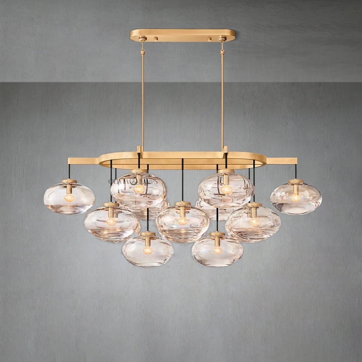 Cabrlet Clear Glass Linear Chandelier 54" - GILDLAMPS