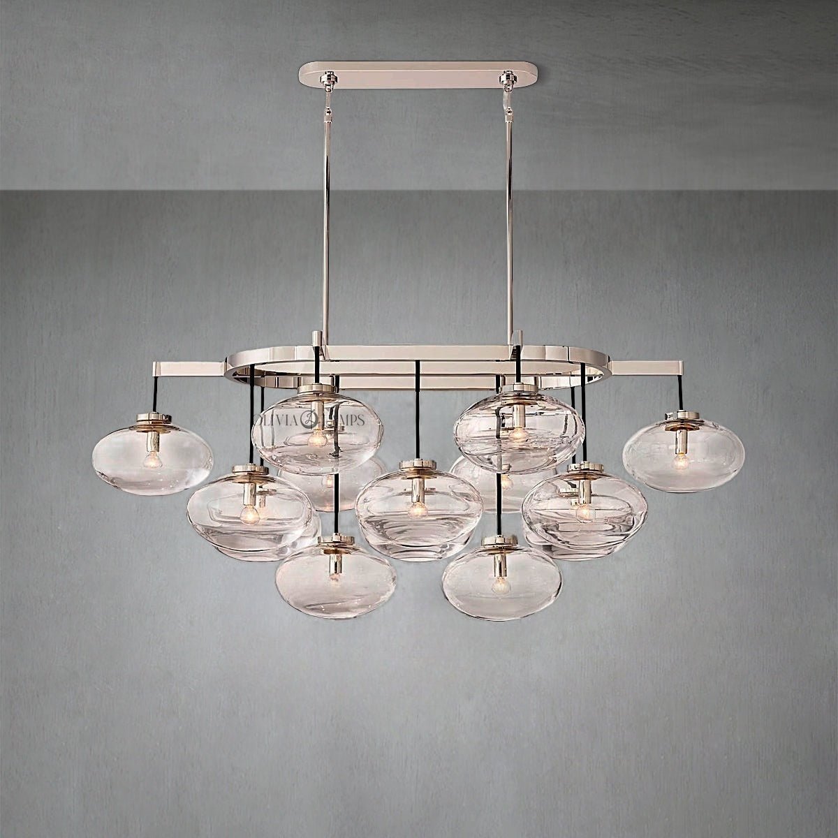 Cabrlet Clear Glass Linear Chandelier 54" - GILDLAMPS