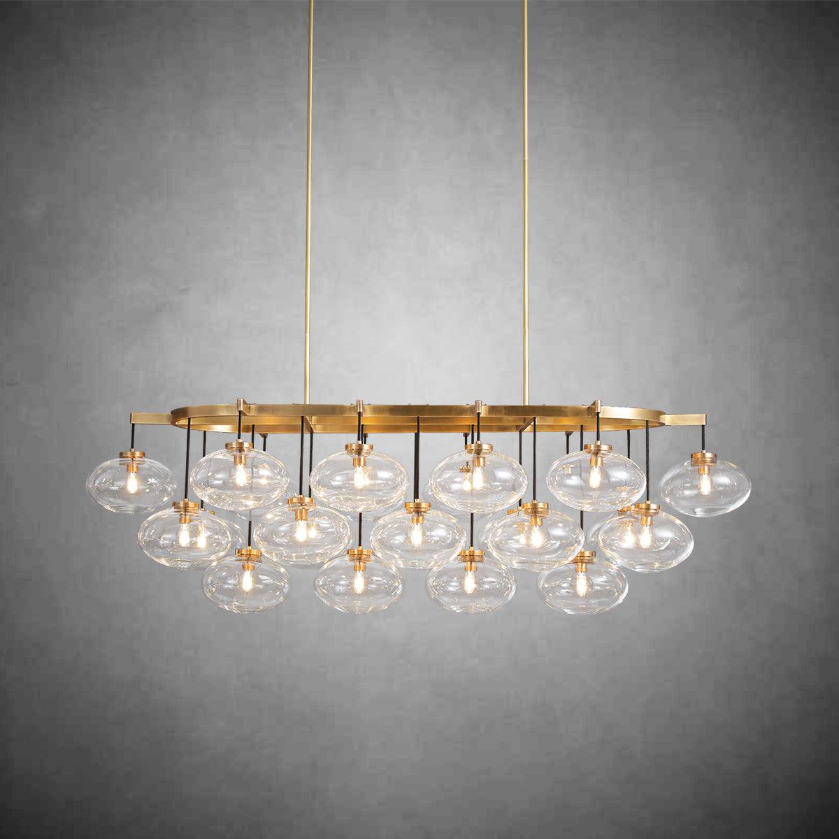 Cabrlet Clear Glass Linear Chandelier 72" - GILDLAMPS