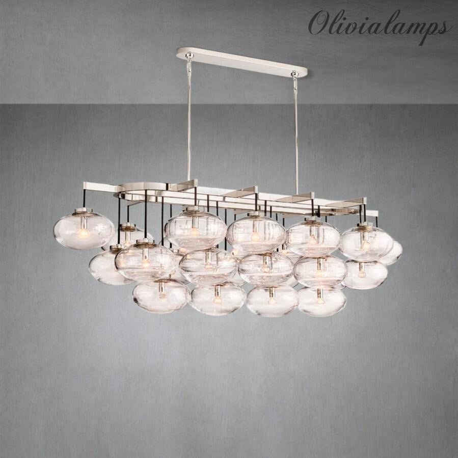 Cabrlet Clear Glass Linear Chandelier 72" - GILDLAMPS