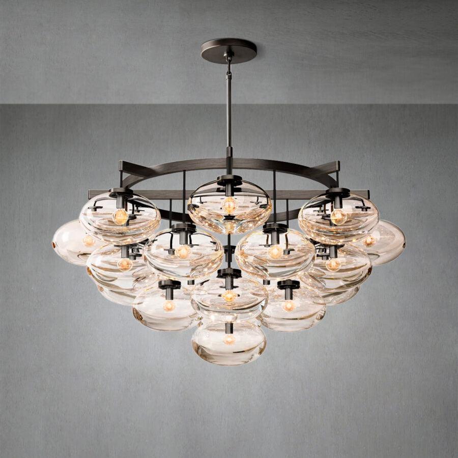 Cabrlet Clear Glass Round Chandelier 48" - GILDLAMPS