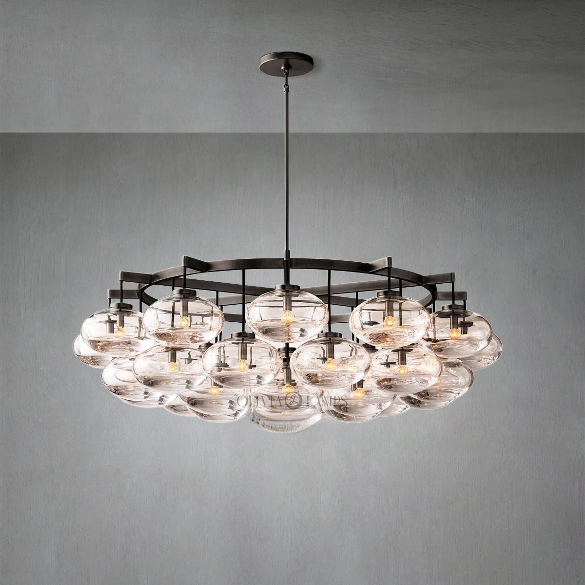 Cabrlet Clear Glass Round Chandelier 60" - GILDLAMPS
