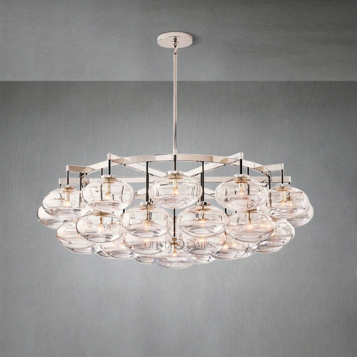 Cabrlet Clear Glass Round Chandelier 60" - GILDLAMPS