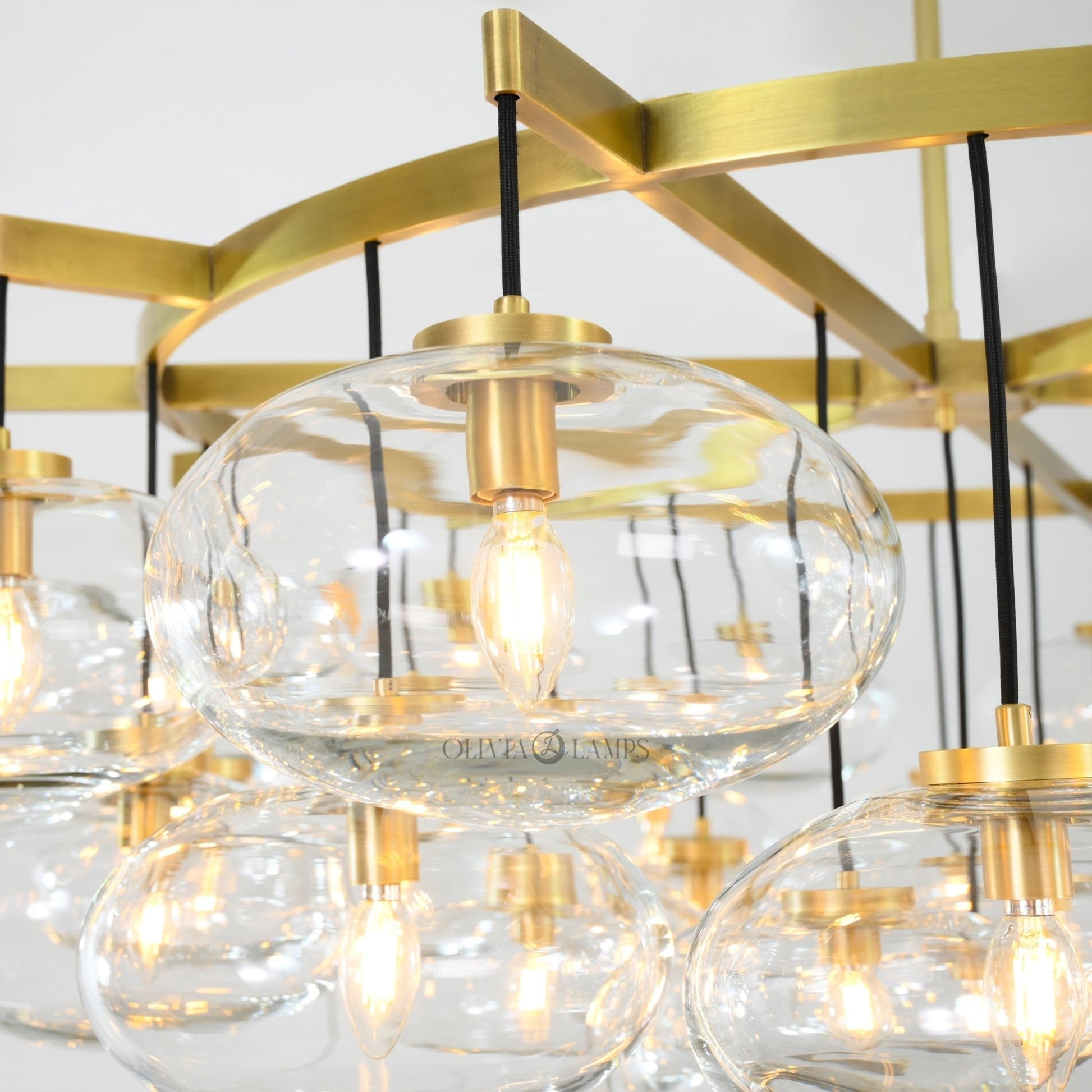 Cabrlet Clear Glass Round Chandelier 60" - GILDLAMPS