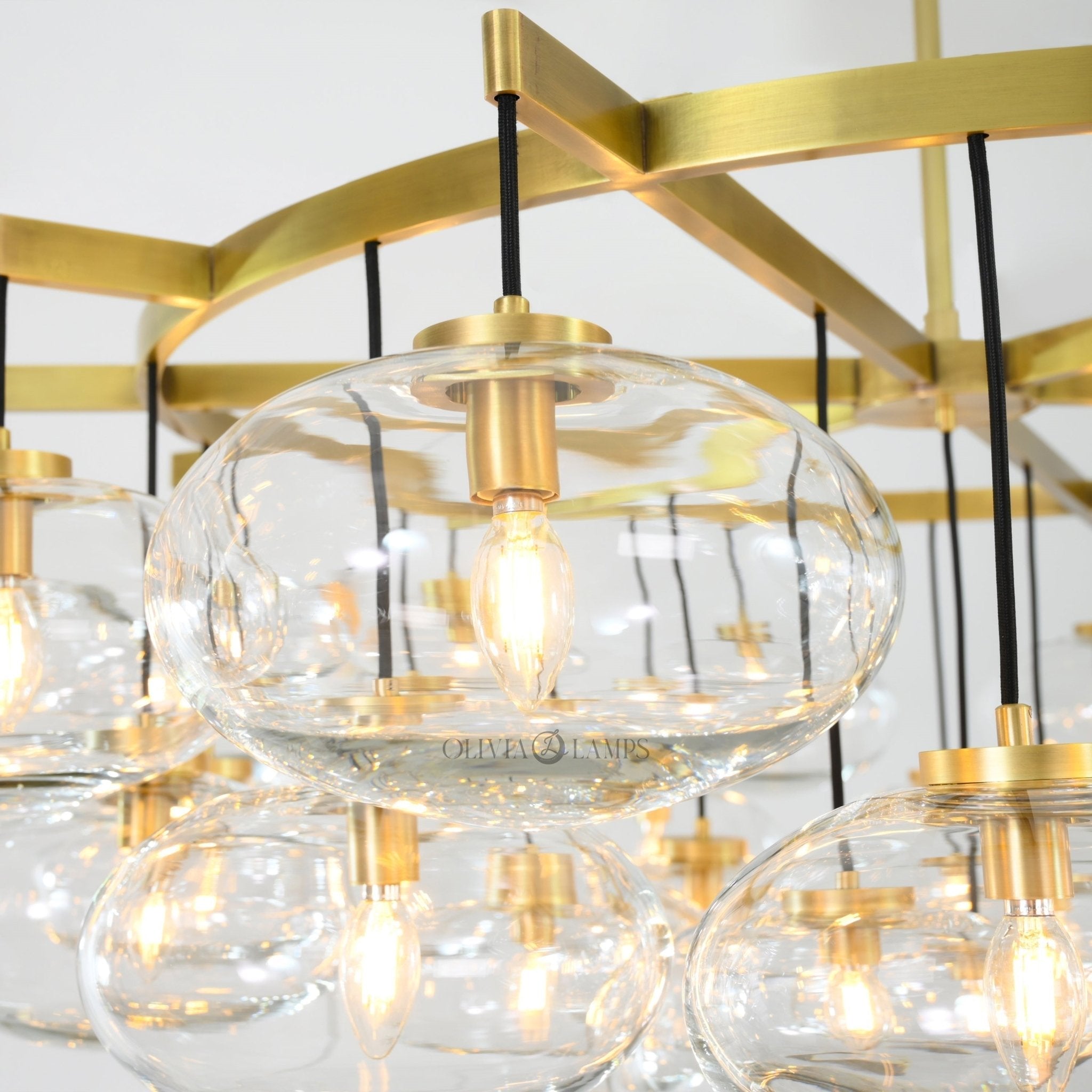Cabrlet Clear Glass Round Chandelier 60" - GILDLAMPS