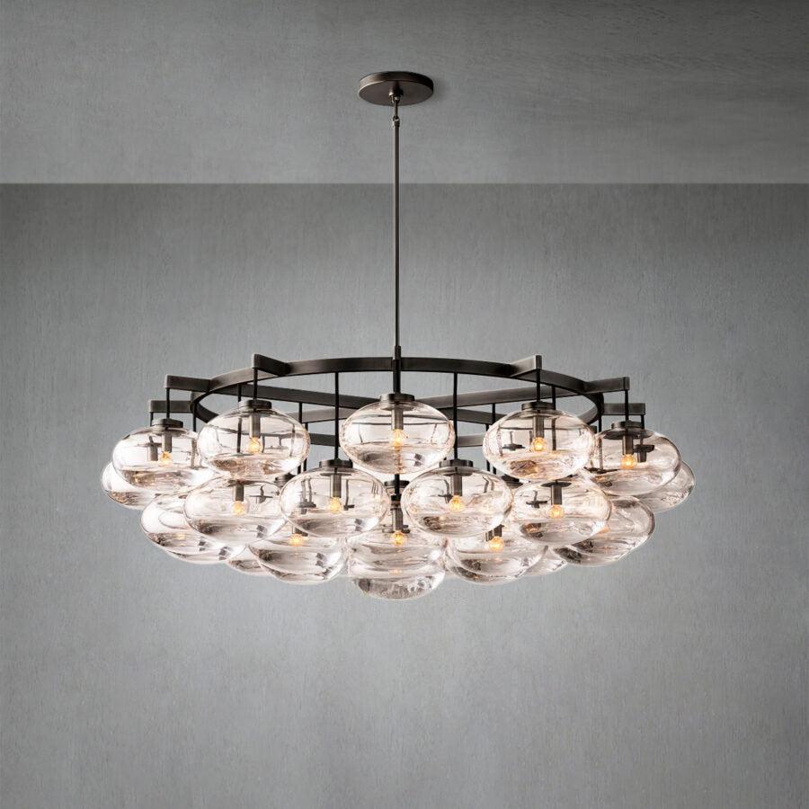 Cabrlet Clear Glass Round Chandelier 60" - GILDLAMPS