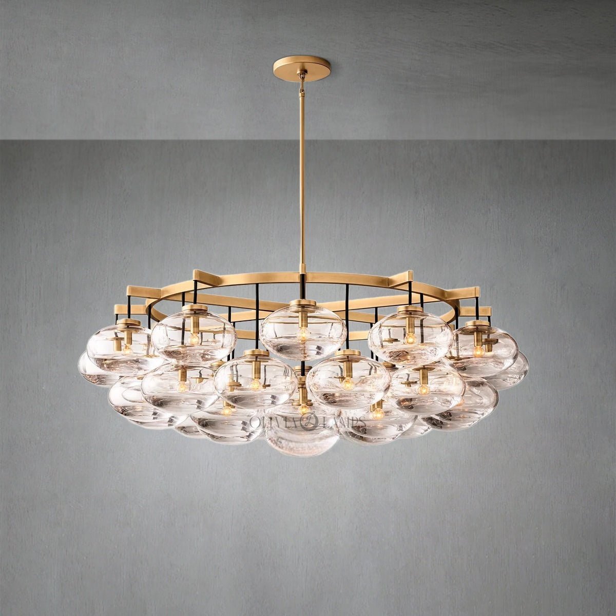 Cabrlet Clear Glass Round Chandelier 60" - GILDLAMPS