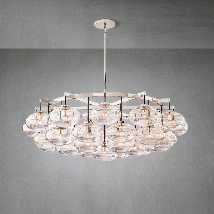 Cabrlet Clear Glass Round Chandelier 60" - GILDLAMPS