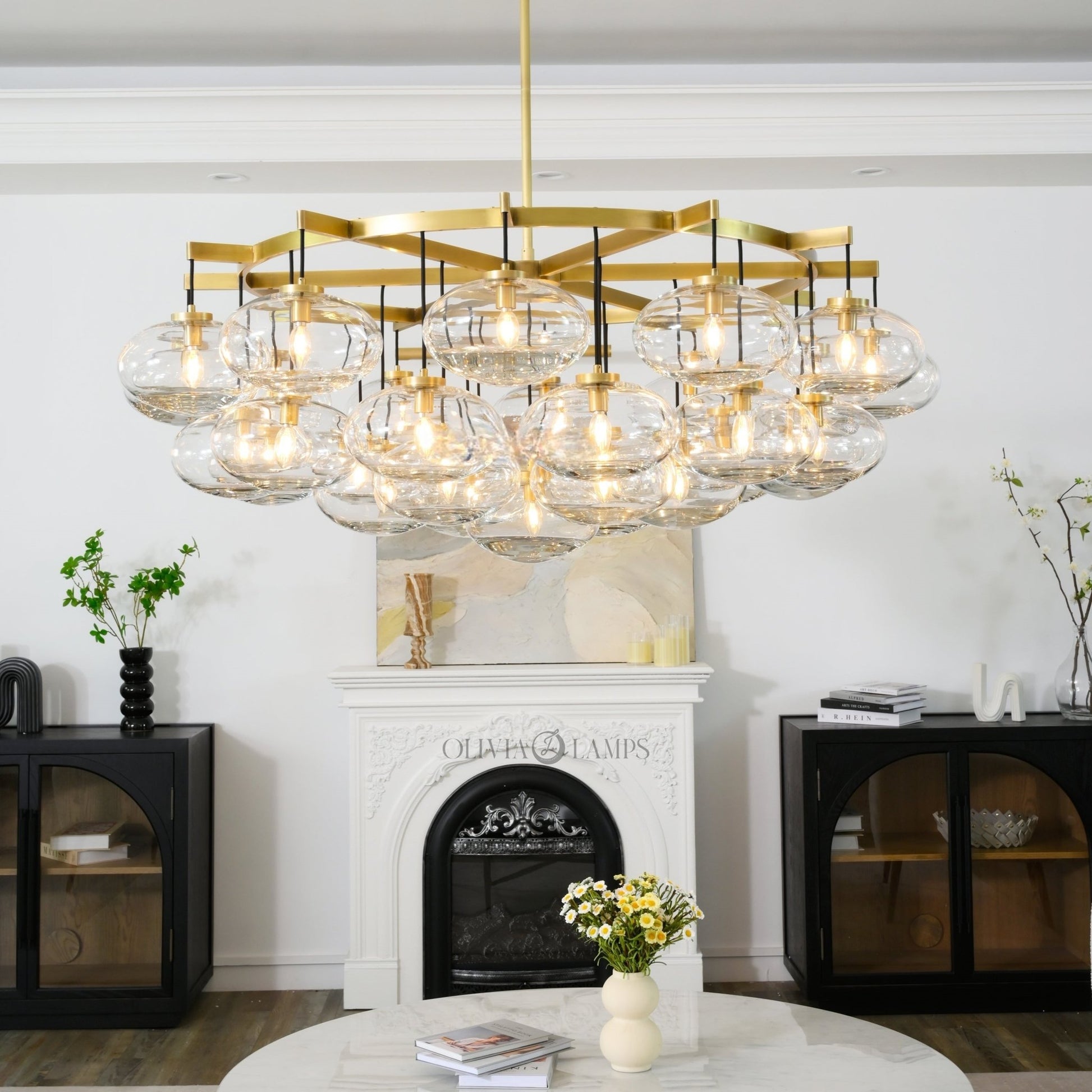 Cabrlet Clear Glass Round Chandelier 60" - GILDLAMPS