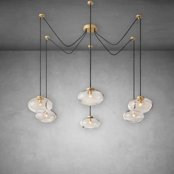 Cabrlet Clear Glass Suspended Chandelier 84" - GILDLAMPS