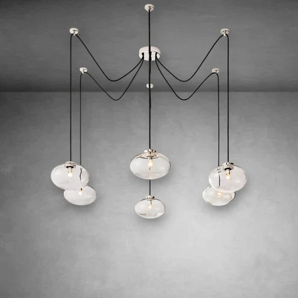 Cabrlet Clear Glass Suspended Chandelier 84" - GILDLAMPS