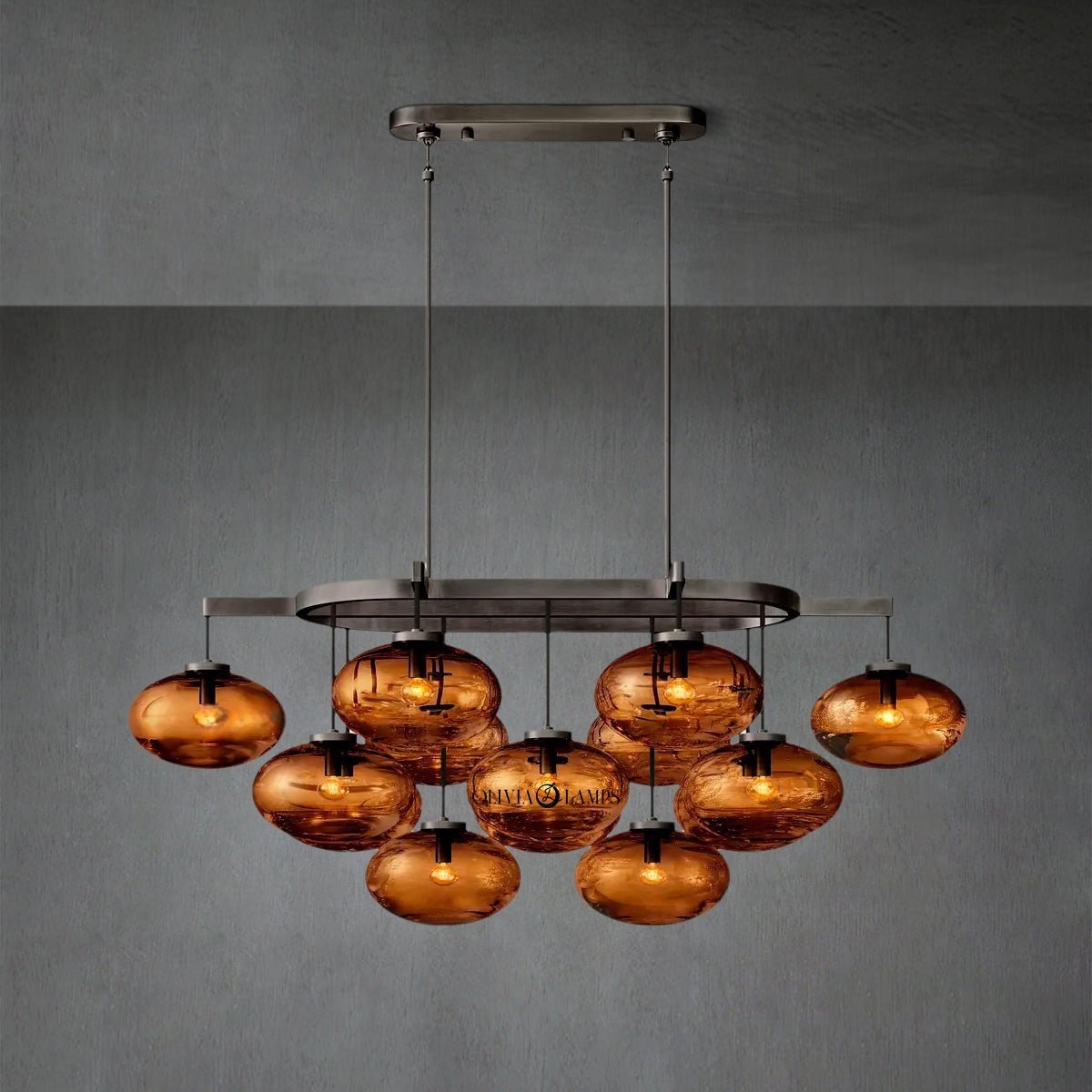 Cabrlet Smoke Glass Linear Chandelier 54" - GILDLAMPS