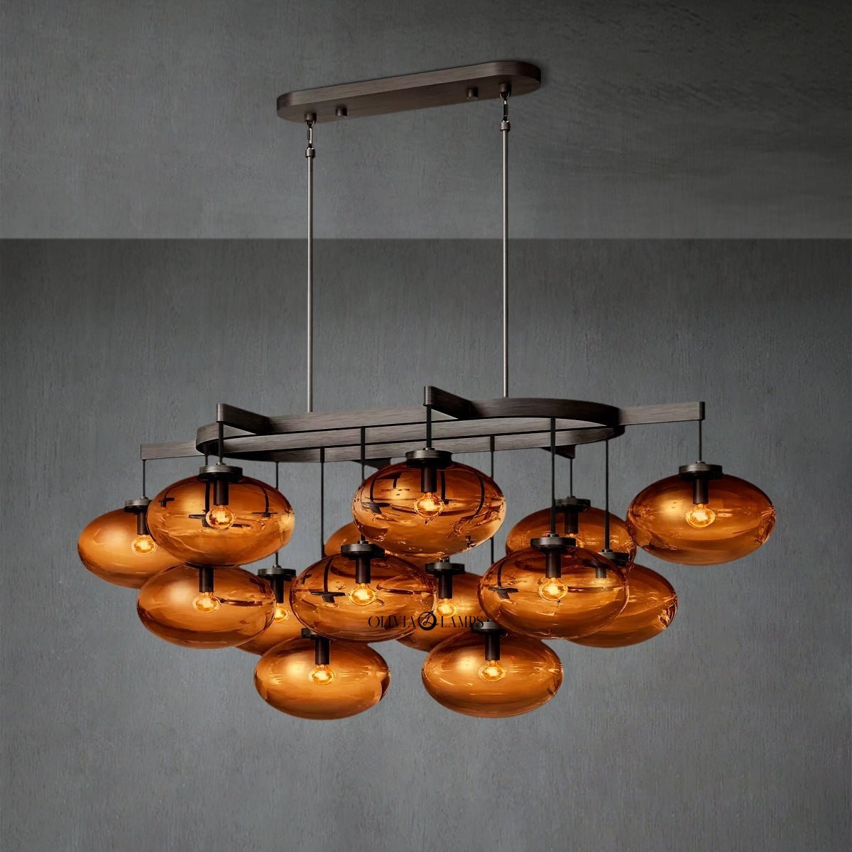 Cabrlet Smoke Glass Linear Chandelier 54" - GILDLAMPS