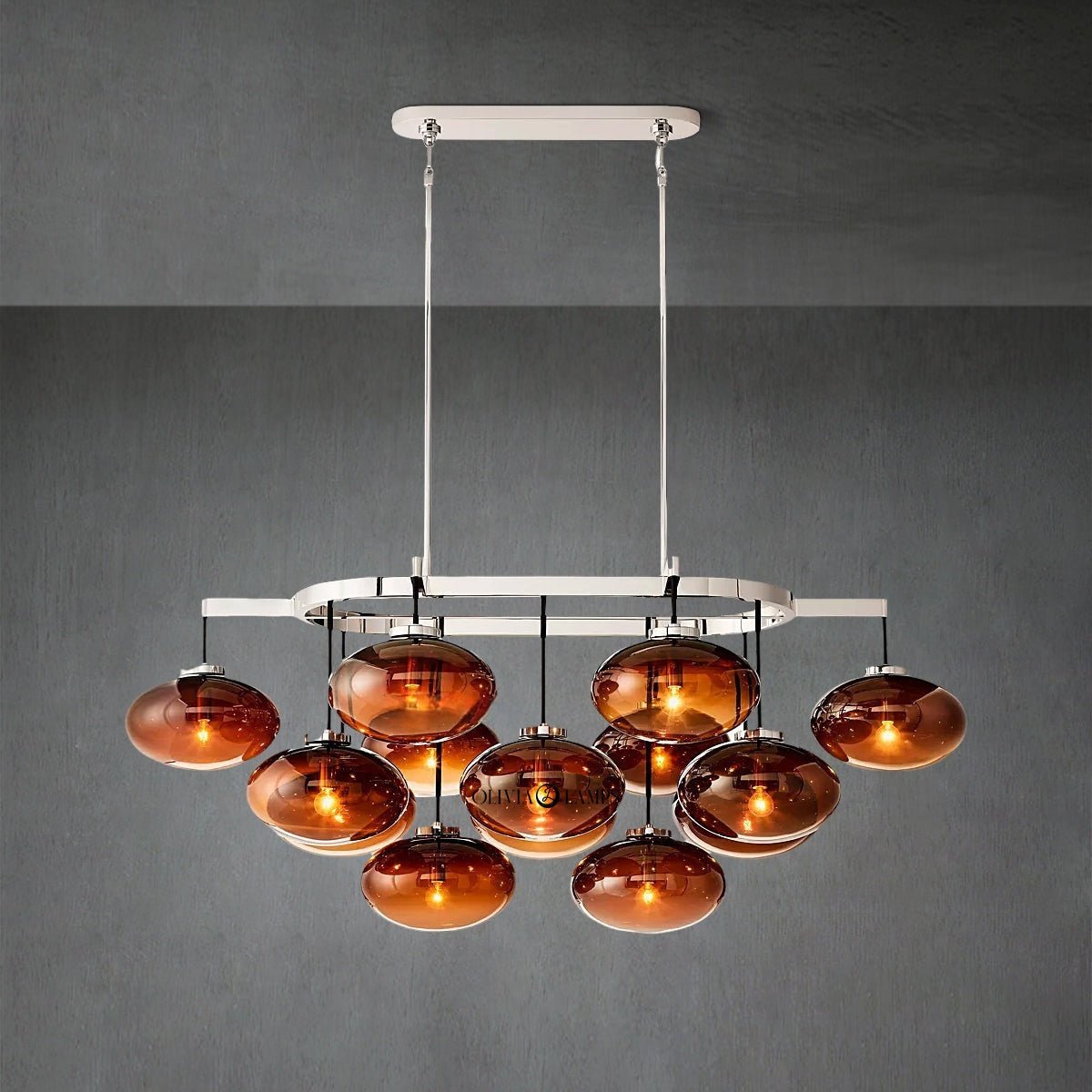 Cabrlet Smoke Glass Linear Chandelier 54" - GILDLAMPS