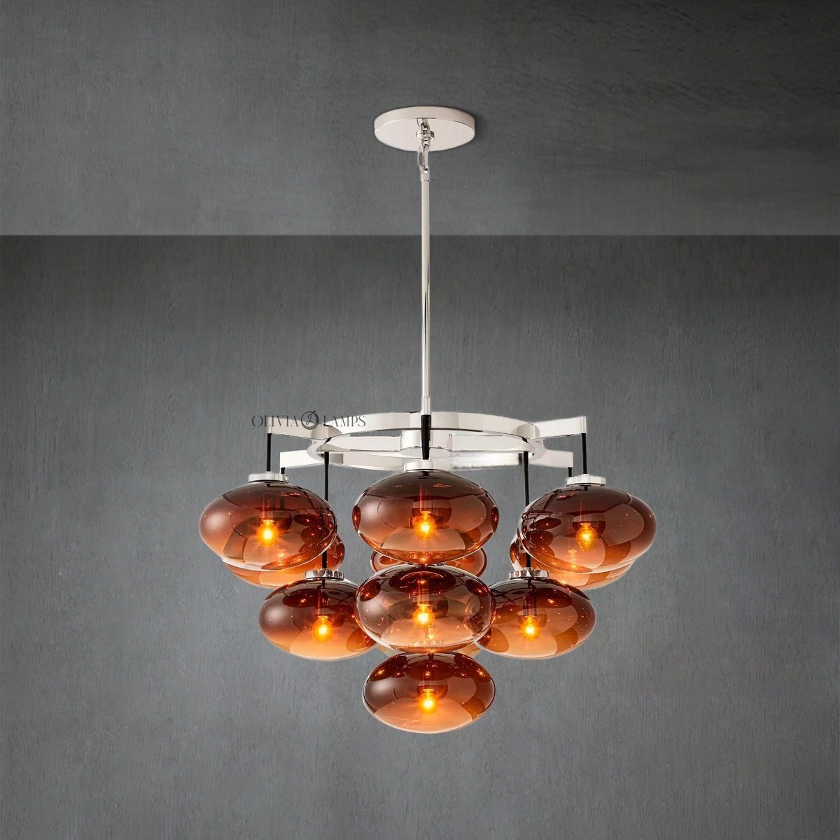 Cabrlet Smoke Glass Round Chandelier 36" - GILDLAMPS