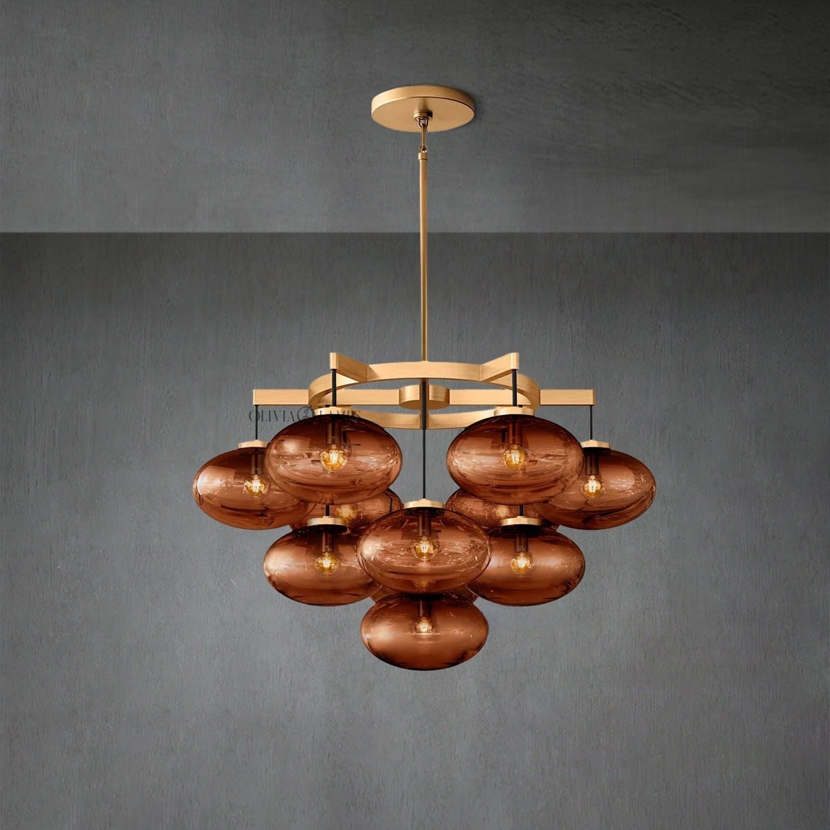 Cabrlet Smoke Glass Round Chandelier 36" - GILDLAMPS