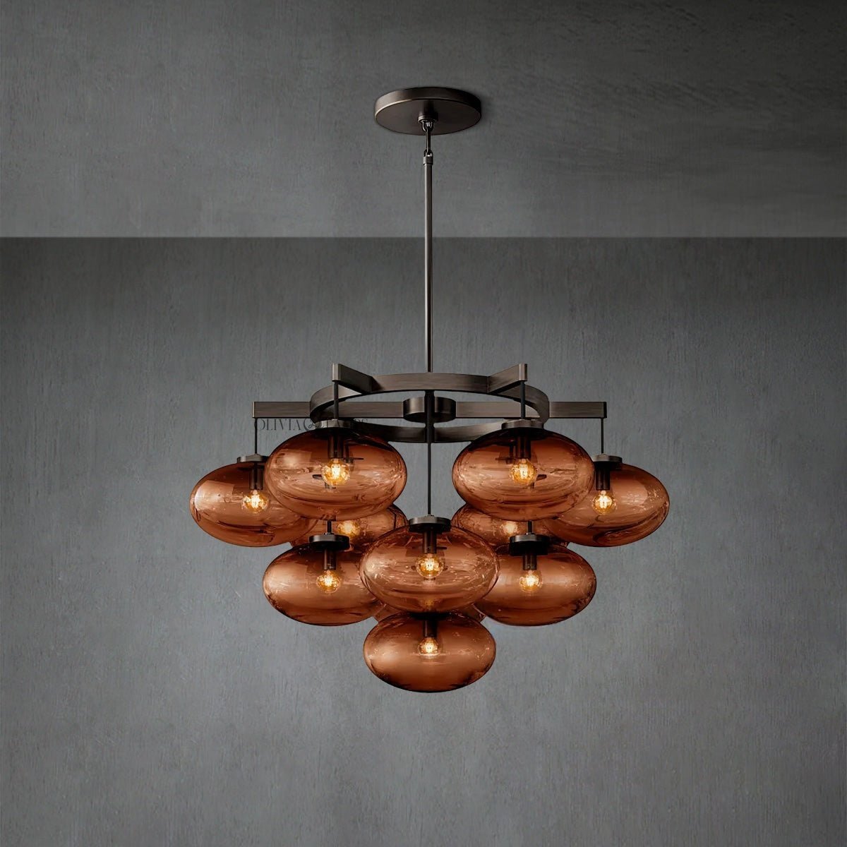 Cabrlet Smoke Glass Round Chandelier 36" - GILDLAMPS
