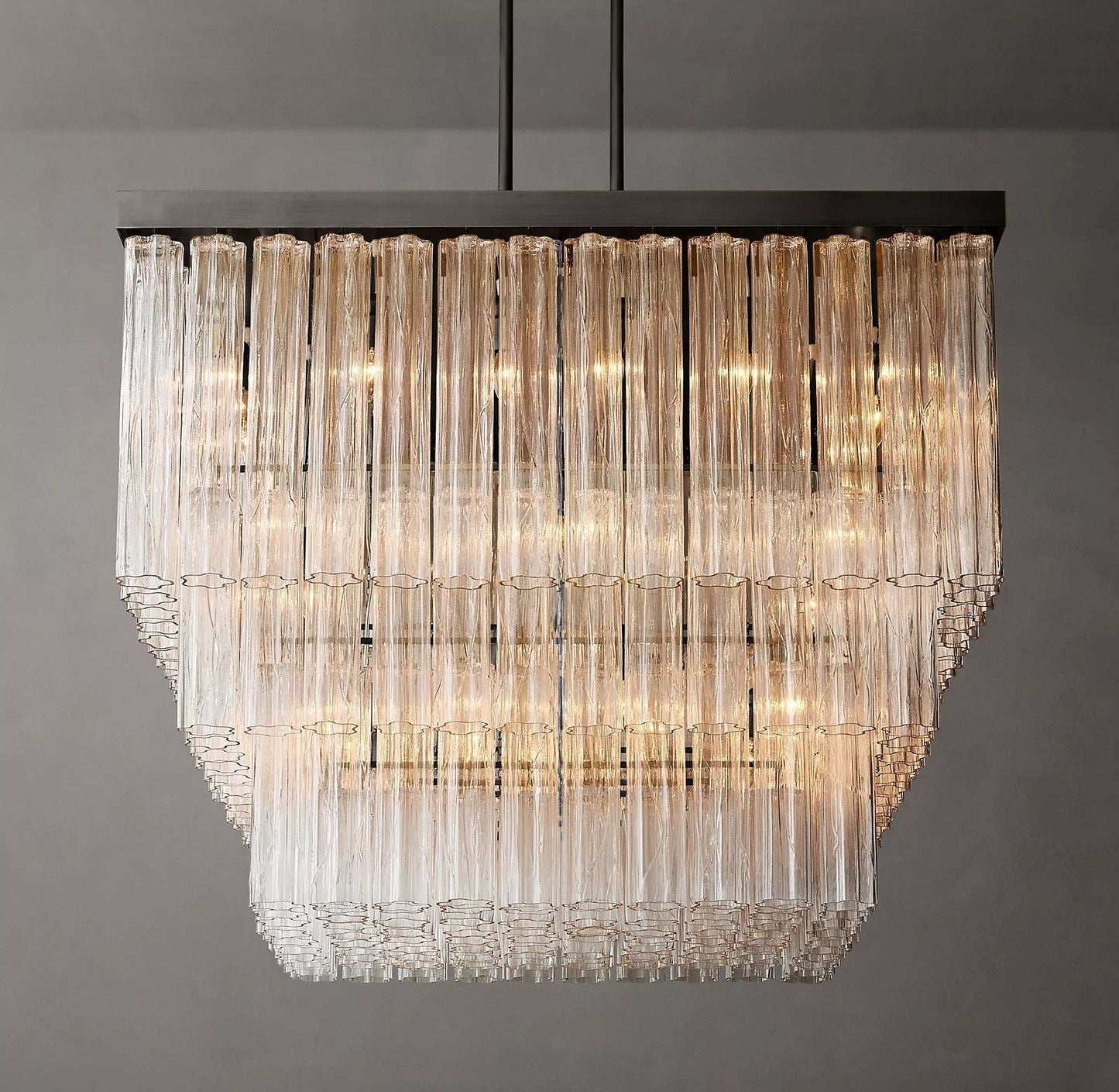 Caesar Modern Glass Tube Square Chandelier 45" - GILDLAMPS