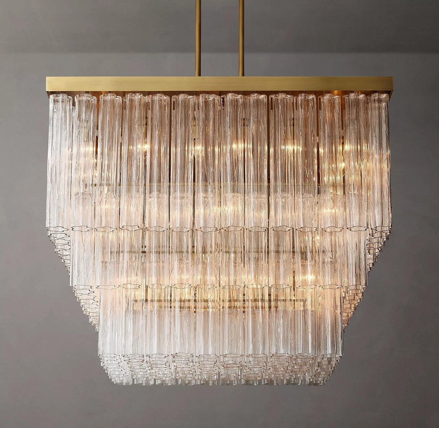 Caesar Modern Glass Tube Square Chandelier 45" - GILDLAMPS