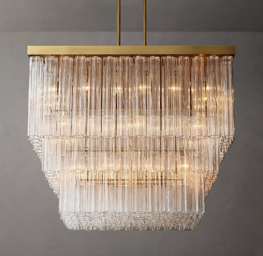 Caesar Modern Glass Tube Square Chandelier 45" - GILDLAMPS