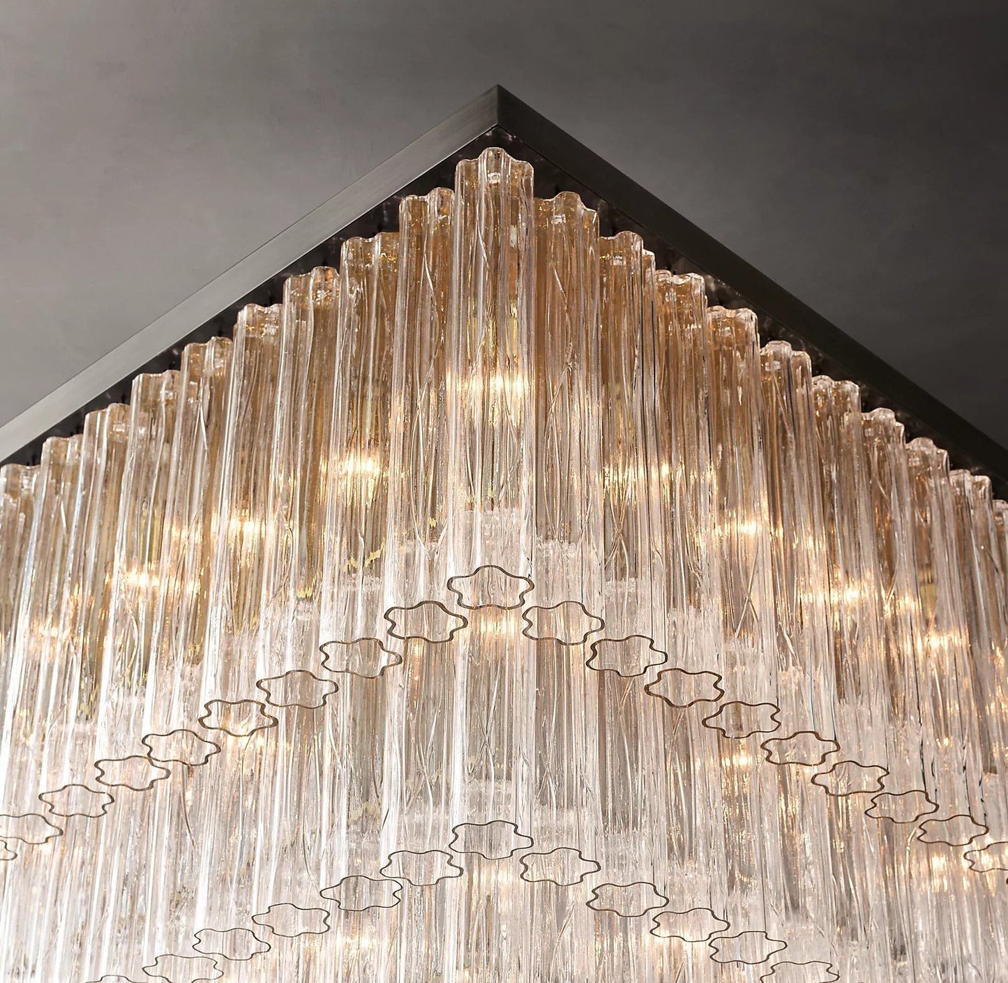 Caesar Modern Glass Tube Square Chandelier 45" - GILDLAMPS