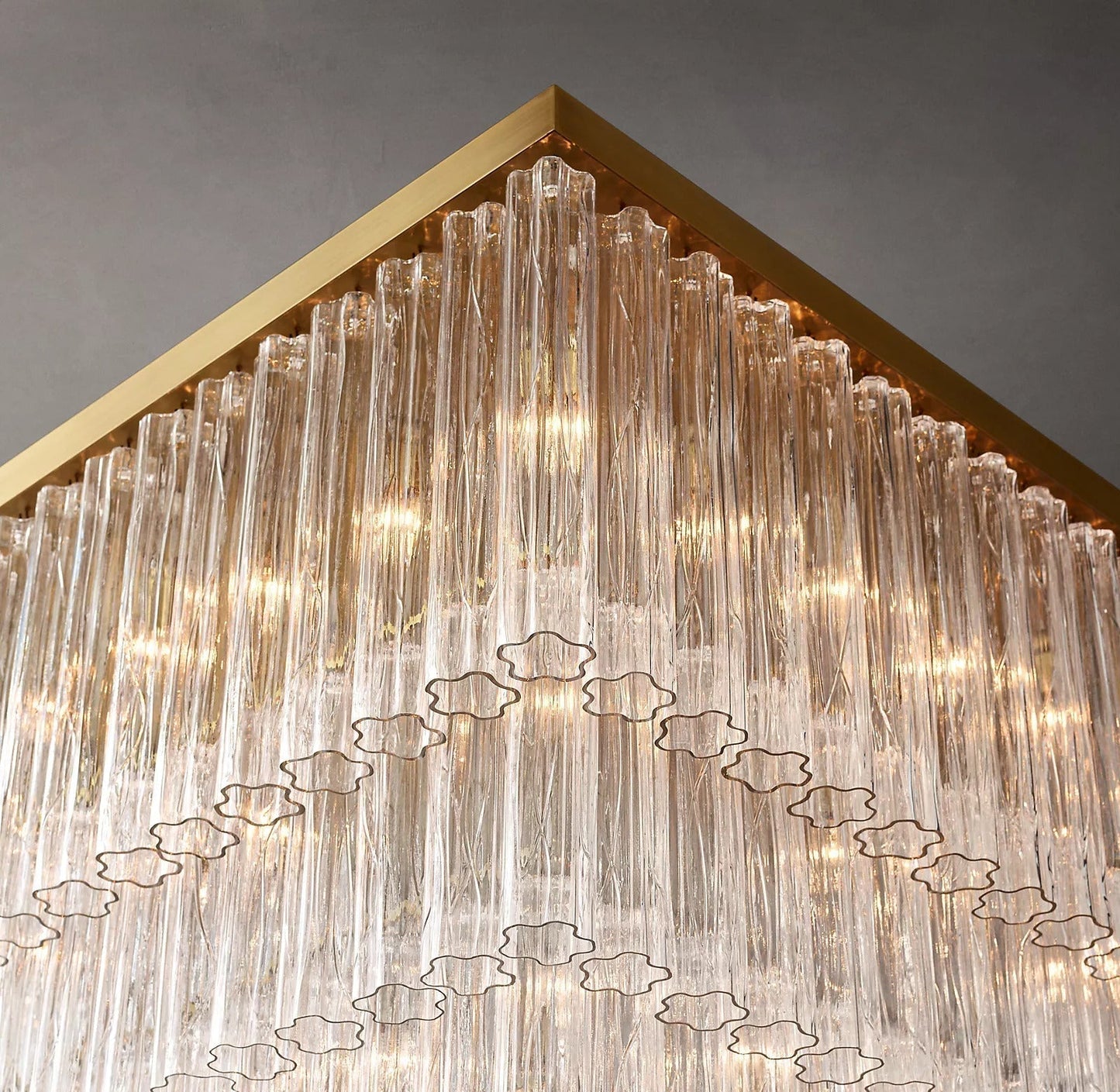 Caesar Modern Glass Tube Square Chandelier 45" - GILDLAMPS
