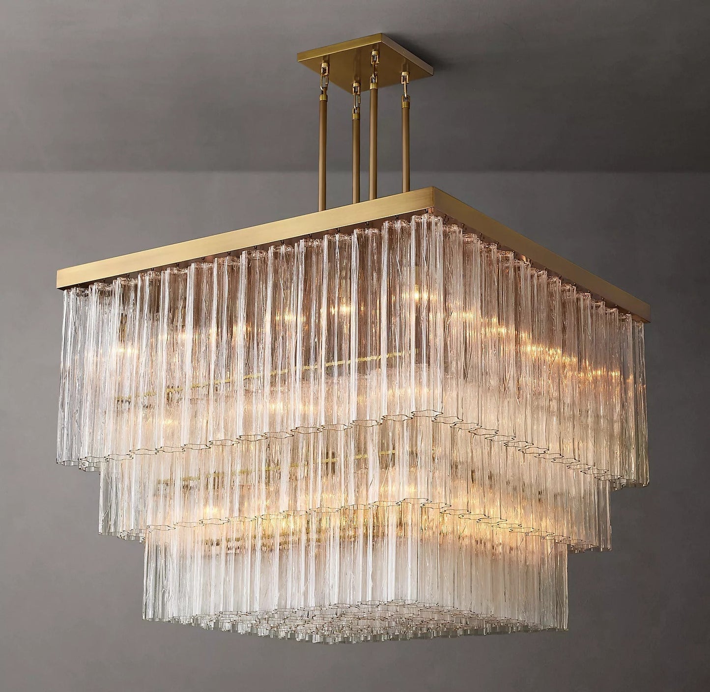 Caesar Modern Glass Tube Square Chandelier 45" - GILDLAMPS