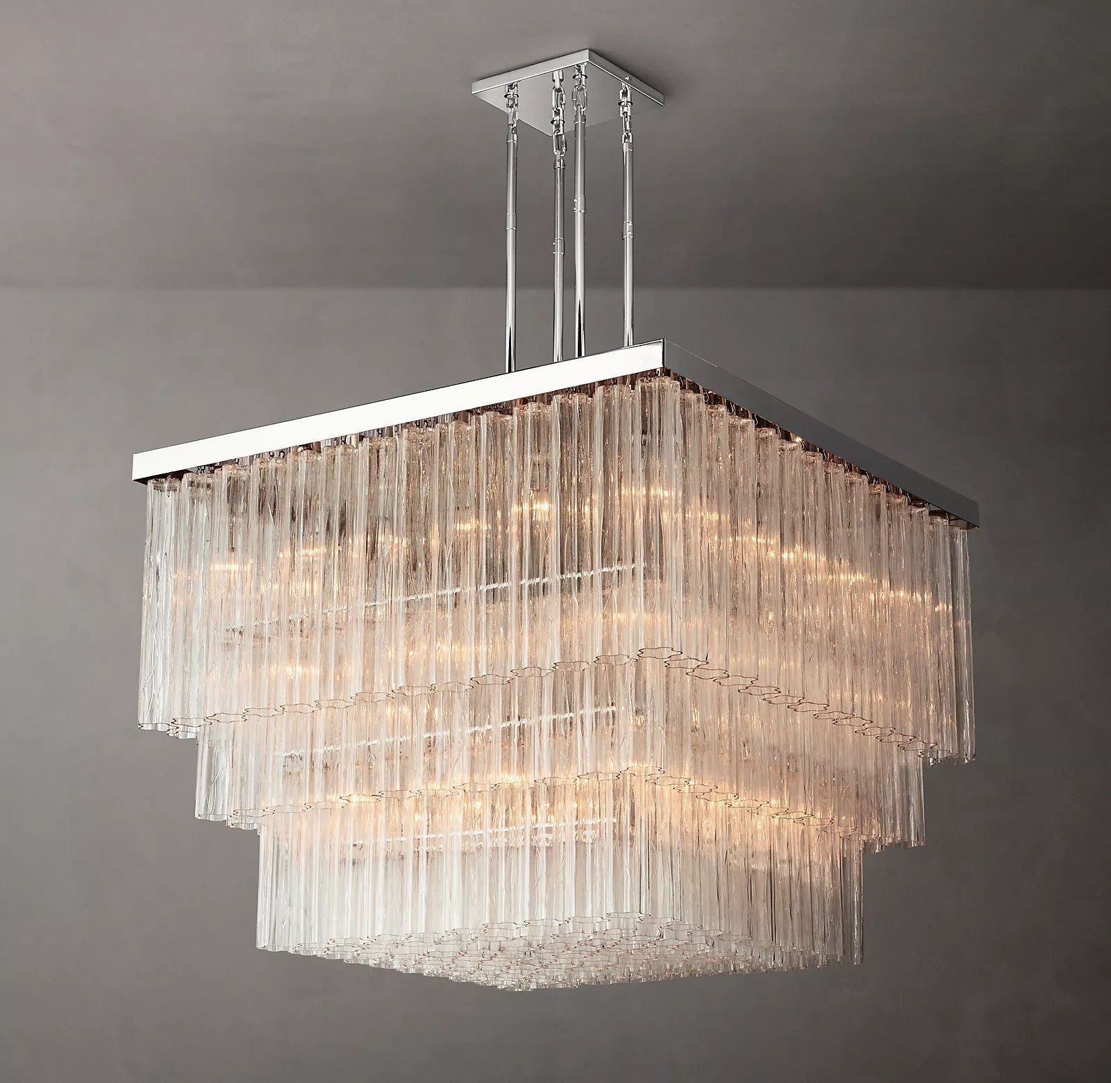 Caesar Modern Glass Tube Square Chandelier 45" - GILDLAMPS