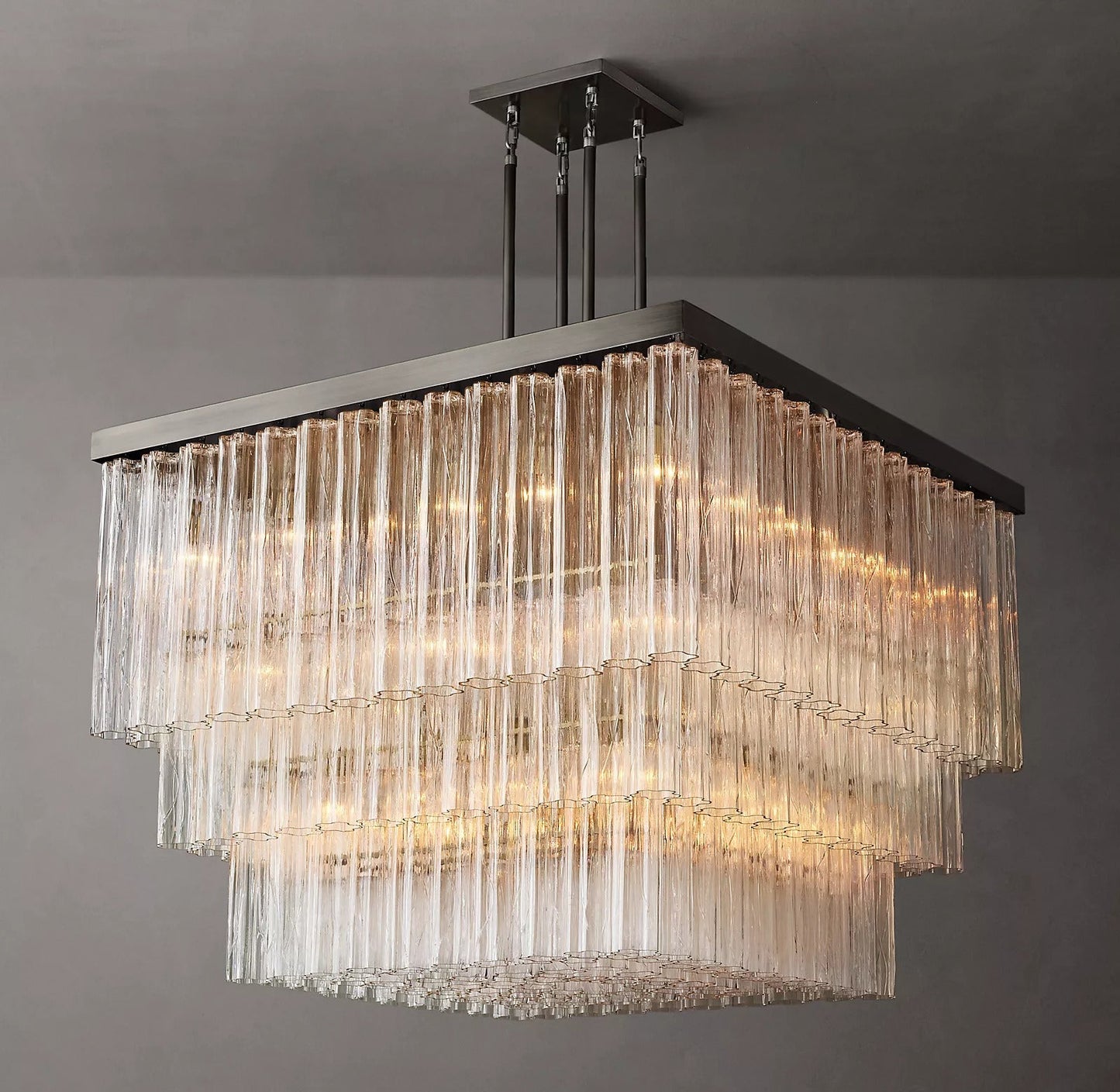 Caesar Modern Glass Tube Square Chandelier 45" - GILDLAMPS
