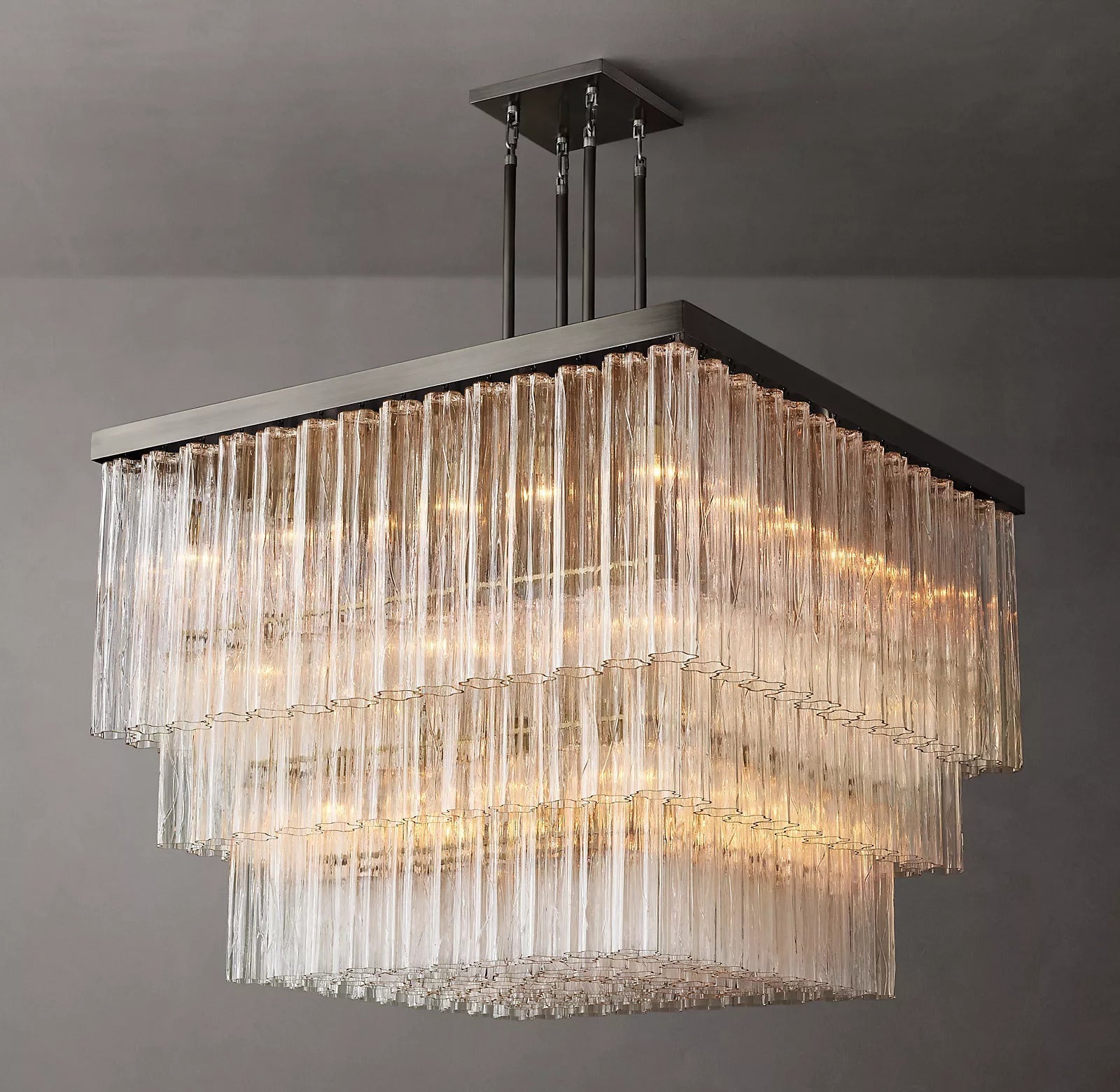 Caesar Modern Glass Tube Square Chandelier 45" - GILDLAMPS