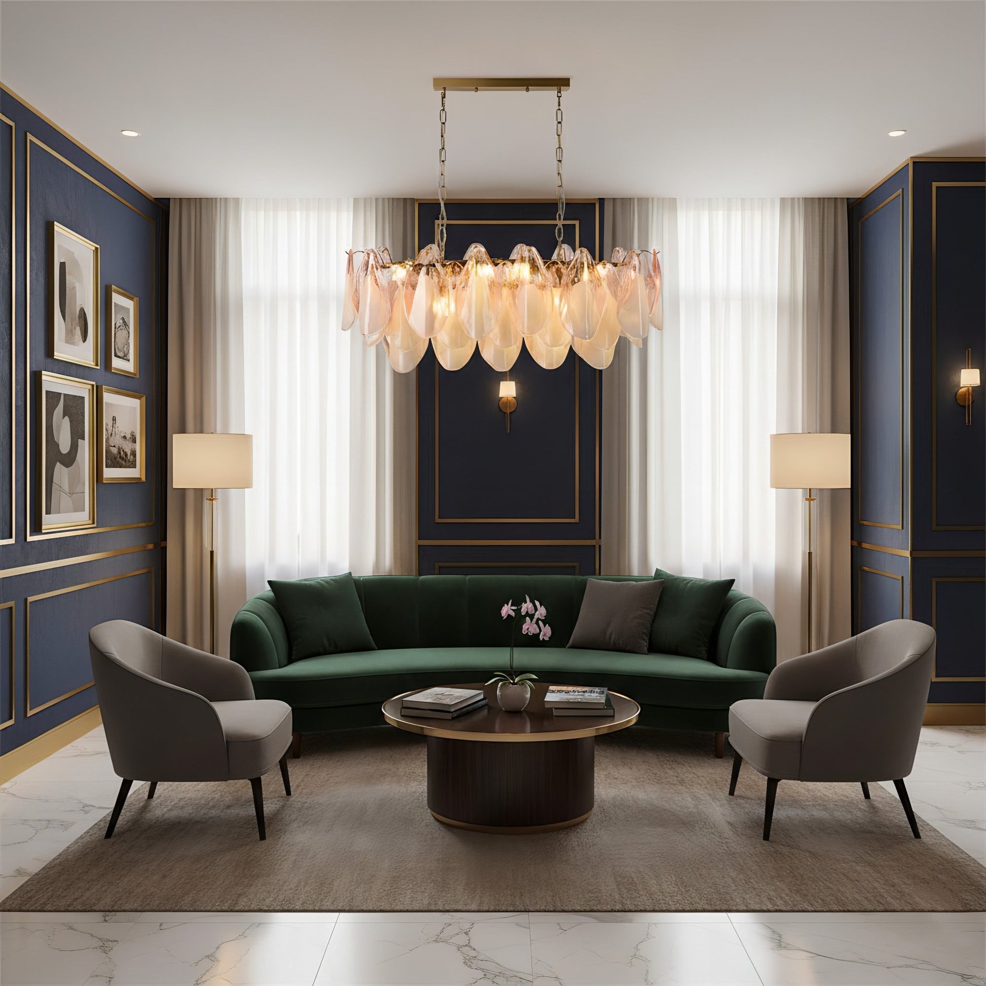 Caia Murano Glass Chandelier for Living Room - GILDLAMPS