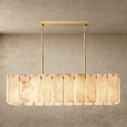 Calamette Onyx Rectangular Alabaster Chandelier 60 inch, 74 inch