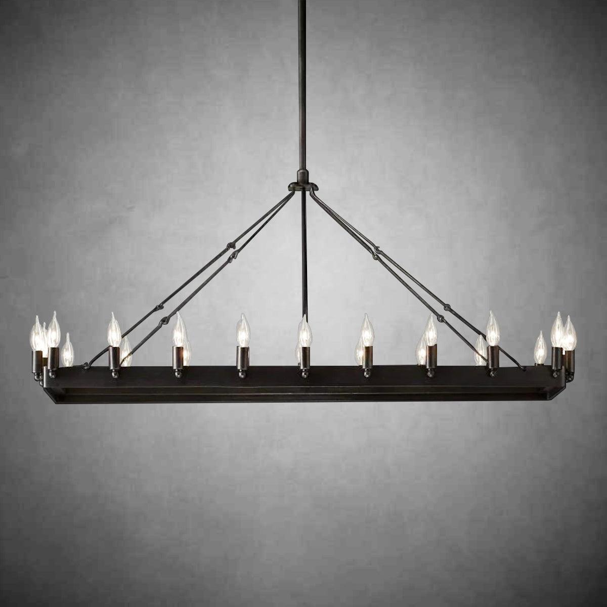 Camina Vintage Candelabra Rectangular Chandelier 41''52'' - GILDLAMPS