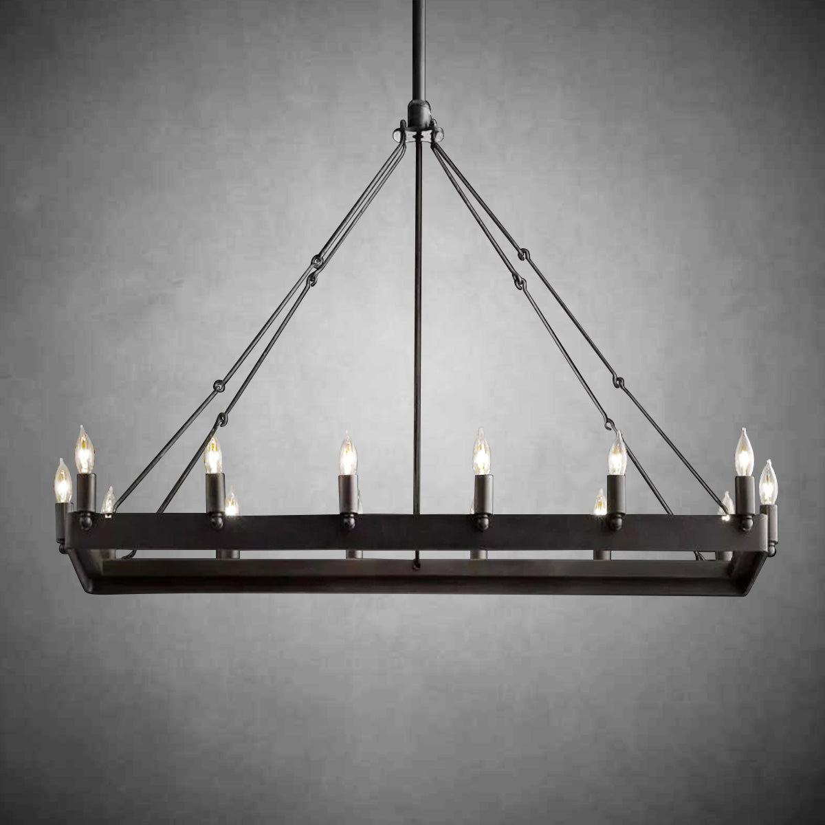 Camina Vintage Candelabra Rectangular Chandelier 41''52'' - GILDLAMPS