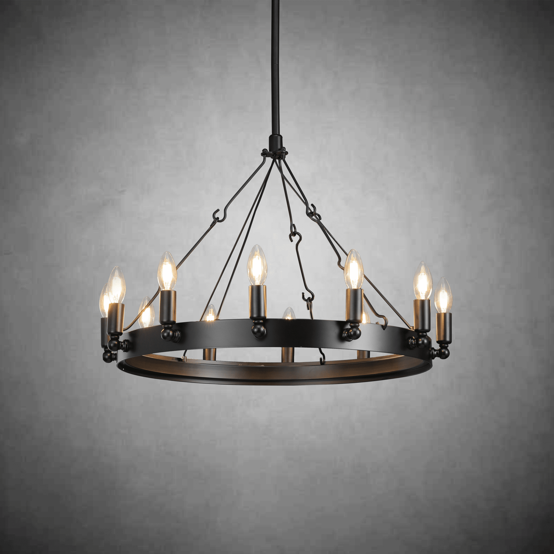 Camina Vintage Candelabra Round Chandelier 26" - GILDLAMPS