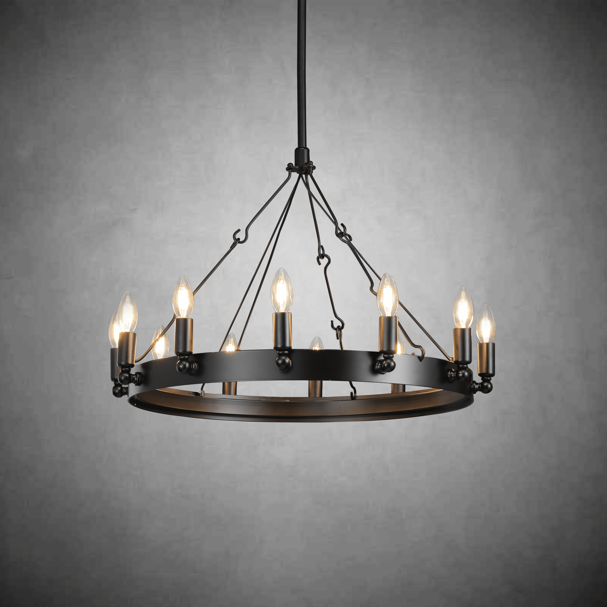 Camina Vintage Candelabra Round Chandelier 26" - GILDLAMPS