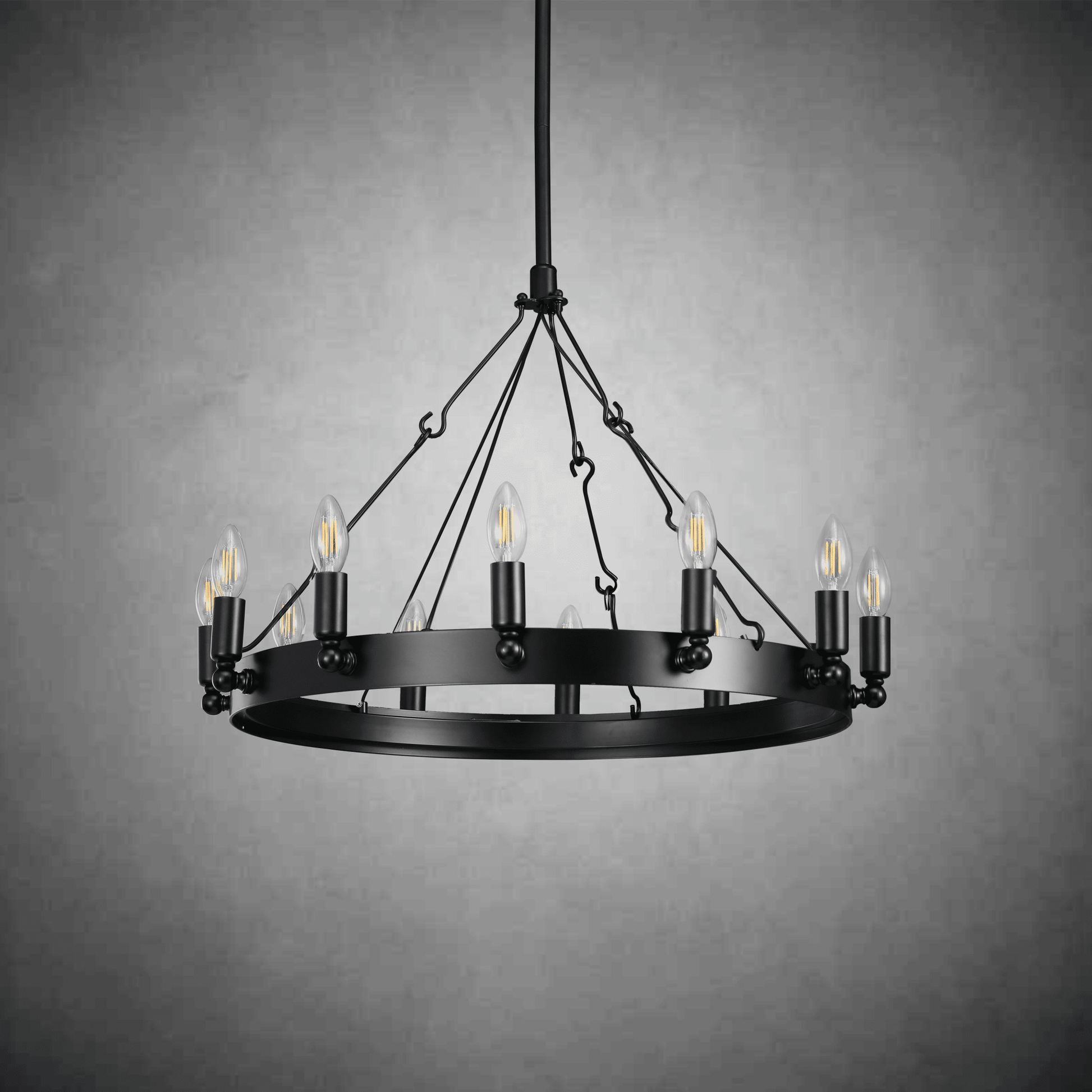 Camina Vintage Candelabra Round Chandelier 26" - GILDLAMPS