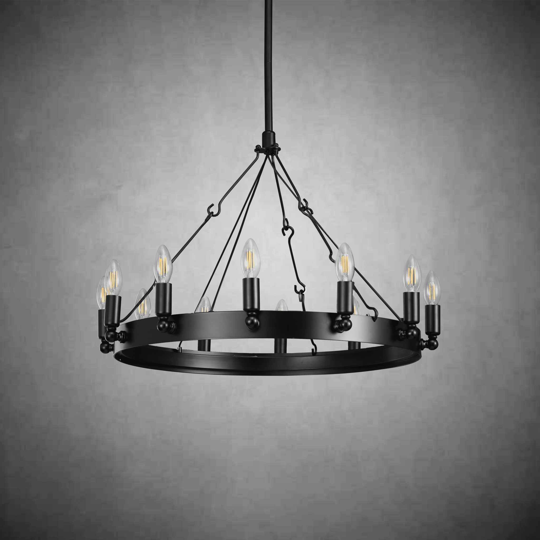 Camina Vintage Candelabra Round Chandelier 26" - GILDLAMPS