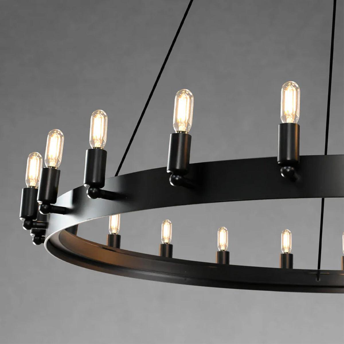 Camina Vintage Candelabra Round Chandelier 38" - GILDLAMPS
