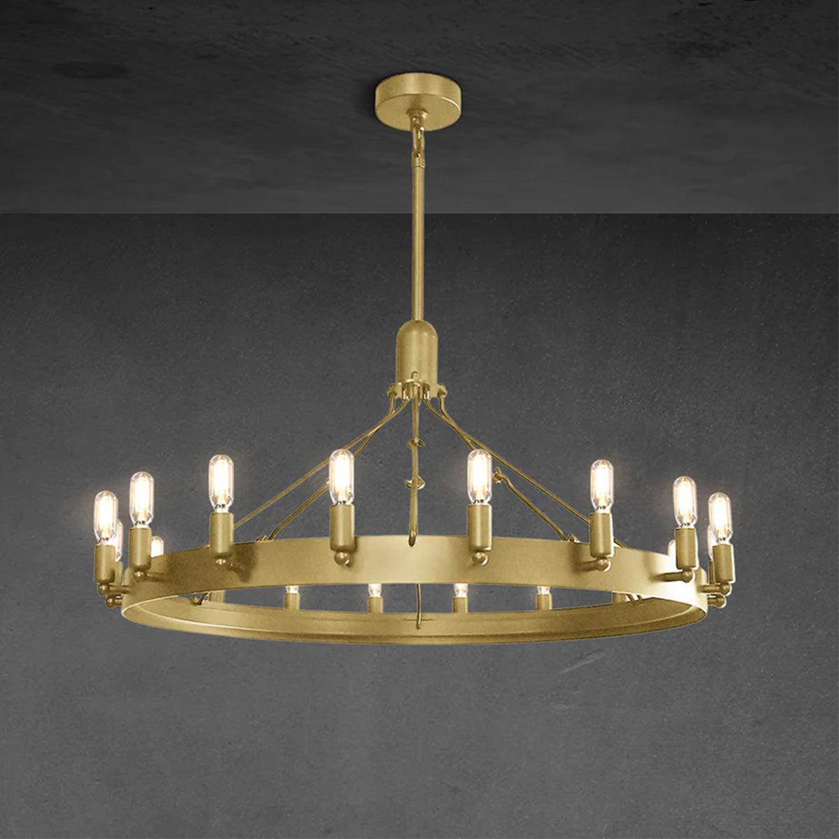 Camina Vintage Candelabra Round Chandelier 38" - GILDLAMPS