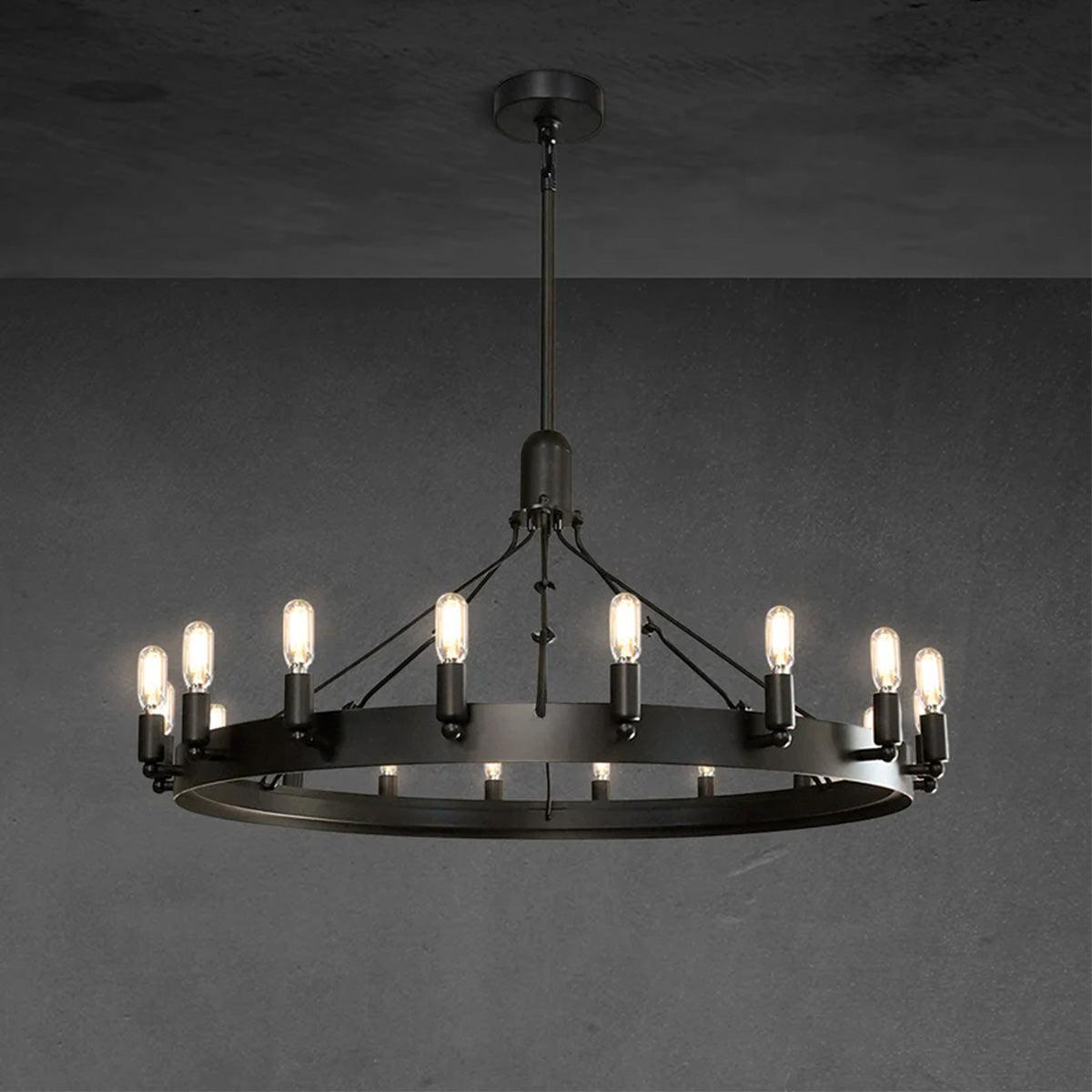 Camina Vintage Candelabra Round Chandelier 38" - GILDLAMPS