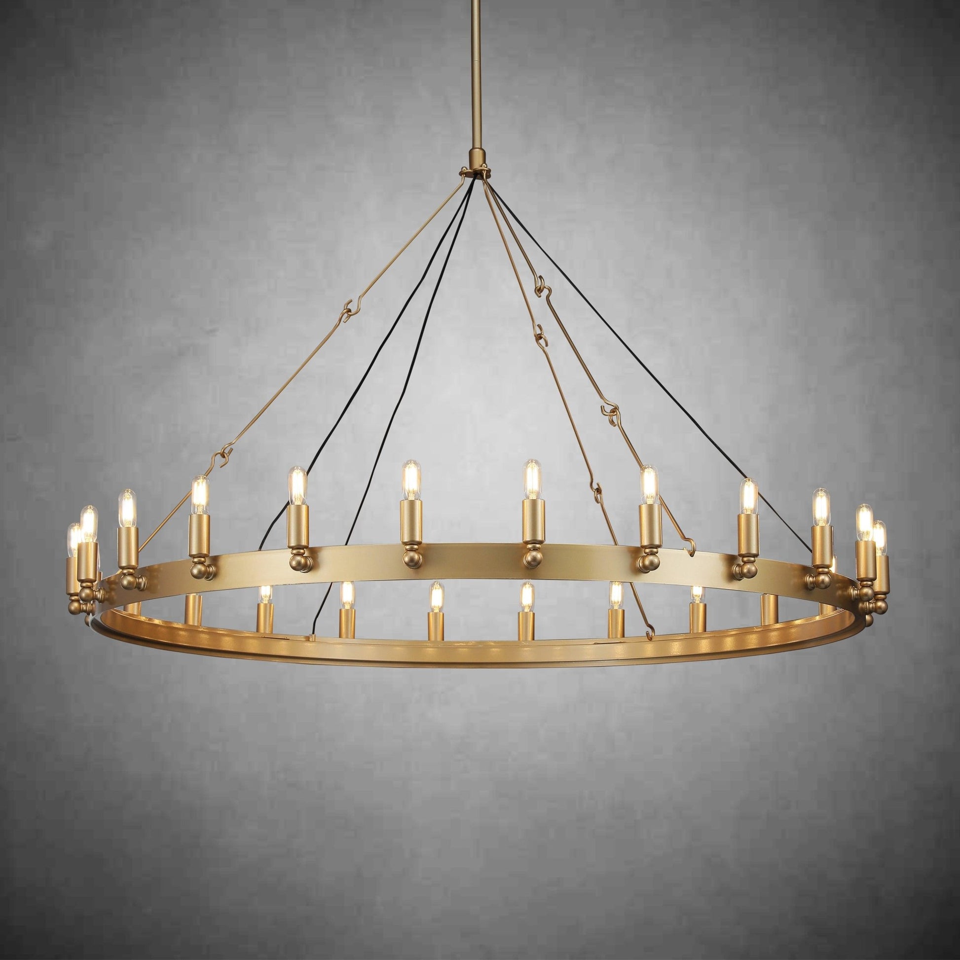 Camina Vintage Candelabra Round Chandelier 50" - GILDLAMPS