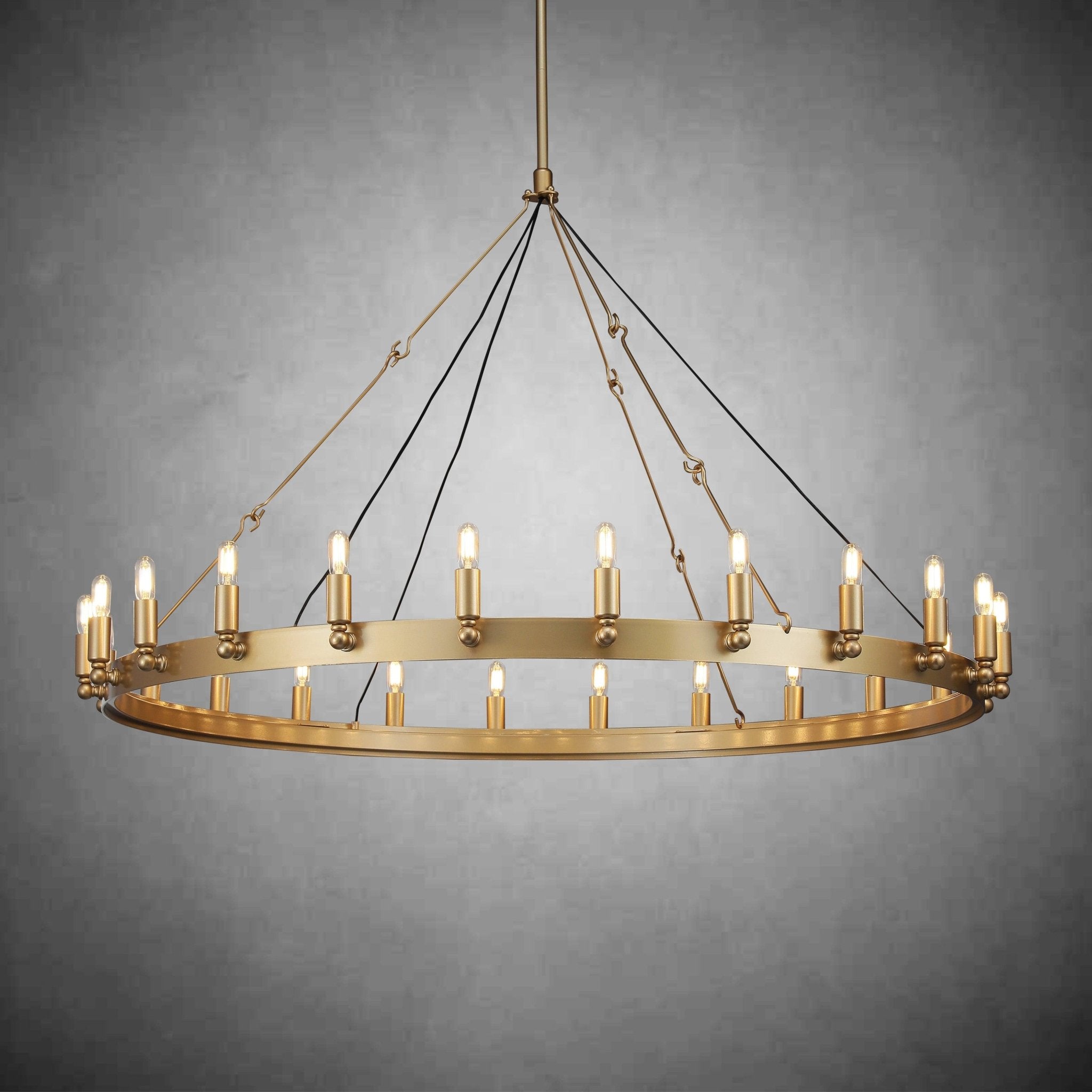 Camina Vintage Candelabra Round Chandelier 50" - GILDLAMPS